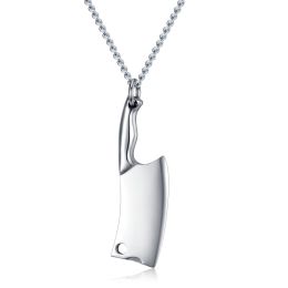 Men's Stainless Steel Necklace, Colorful Glare Classic Pendant (Option: Silver-Chain)