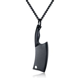 Men's Stainless Steel Necklace, Colorful Glare Classic Pendant (Option: Black-Chain)