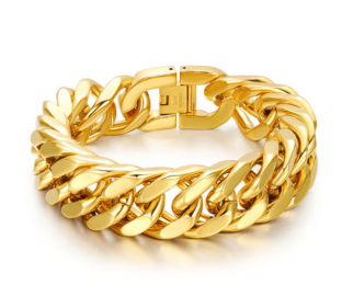 Titanium steel double buckle bracelet (Color: Gold)